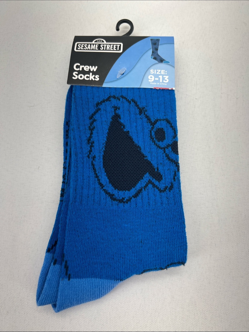 NWT’s Sesame Street Cookie Monster Bright Blue Crew Socks Whimsical